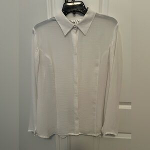 CAbi White Collared Blouse